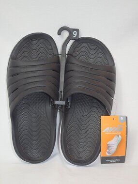 New With Tags Avia Black and White Hightail Slide Shoes Size 9